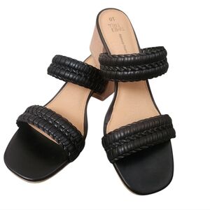 Time and Tru Women’s 10 Black Woven Block Heel Sandals Memory Foam Comfort